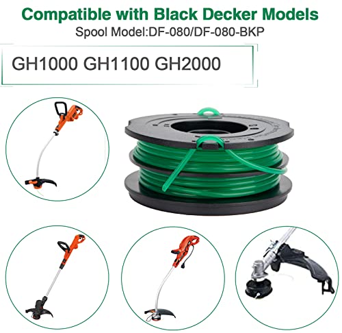 CMOOD GH1100 GH1000 String Trimmer Replacement Spool Compatible with Black and Decker DF-080 GH2000 Weed Eater String Trimmer DF-080-BKP 30ft 0.080\" Dual Auto-Feed Spool (10 Pack - Thumbnail 2