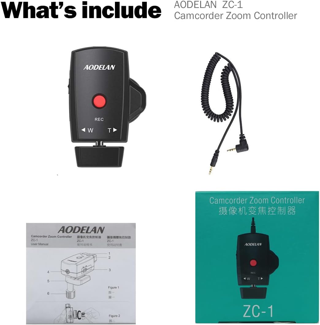 AODELAN Zoom Control Remote Controller for Camcorder Lanc Terminal Tripod Record Zoom Video for Sony NX5C, 190P, 150P, 198P, VX2000E/Canon XL1S XL2 XHA1 XM1 XM2 /Panasonic DVC33 DVC63 Camcorders