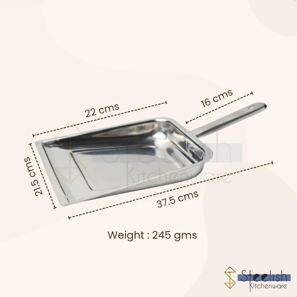 Steelish Stainless Steel Dustpan (Supdi) | Heavy-Duty Cleaning Tool | 37.5 cm | Pack of 2 4