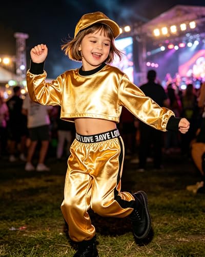 Image of Betusline Girls 2 Piece Outfits Girls Cropped Sweatsuit Pants Outfit Clothes Set, 4T-14 Years
