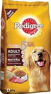 Pedigree Adult Dog Food - Meat with Rice, 10kg Bag