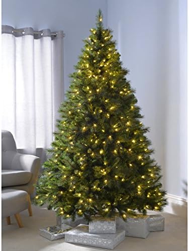 WeRChristmas Pre-Lit Victorian Pine Multi-Function Christmas Tree with 500 Warm White Candle LED Lights, Green, 7 feet/2.1 m