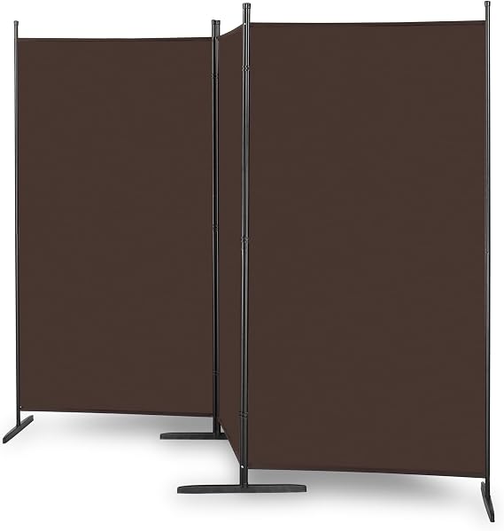3 Panel Room Divider, 6FT Room Dividers Free Standing, Portable Folding Privacy Screen Wall Room Partition Separator for Living Room, Bedroom, Dining Room, Office, Restaurant, Hospital (Brown)