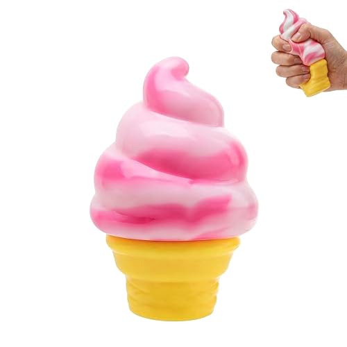 Ice Cream Squeeze Squishy, Ice Cream Cone Stress Relief Sensory Toy, Ice Cream Cone Squishy,Party Favors Summer Sensory Stress Relief (Pink)