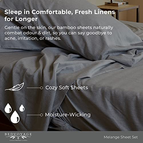 Bedvoyage Melange Queen Cooling Bed Sheets Set With Envelope Pillowcase, Fitted Sheets, Flat Sheets, Pillowcases & Linen Bag - Viscose Derived From Bamboo & Cotton Bed Sheets Sand #TOP4