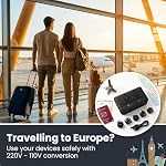 International Adaptateur de voyage & Convertisseur de tension 220V à 110V, avec 2 Norme AC les points de vente, 5 adaptateurs (US Câble d'alimentation, type C/L/I/M/G), port de recharge rapide de type C, & 3 USB Les ports.