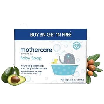 mothercare Unisex All We Know Children Soap & Face Wash Bar – Gentle Cleansing Formula for Soft, Smooth, and Healthy Skin Suitable for Daily Use (75g) (Pack of 4)
