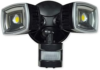 RAB Design MS2HS-28-A-5K-BLK-180 - Twin Head LED Floodlight With Motion Sensor - 28 Watt - 120 Volt - 5000K Daylight - Black Finish - 180 Degree