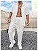 SOLY HUX Men's Plus Size 2 Piece Outfits Summer Short Sleeve Button Down Shirt and Pants Set Plain White 3XL