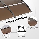 VEVOR Vordach Haustür 97x200 cm Überdachung UF50+ PC-Sonnenschutzfolie Haustürvordach PC-Blatt + ABS-Halterung + Aluminium-Verbinder Pultvordach UV-beständig Haustürdach Pultbogenvordach Braun