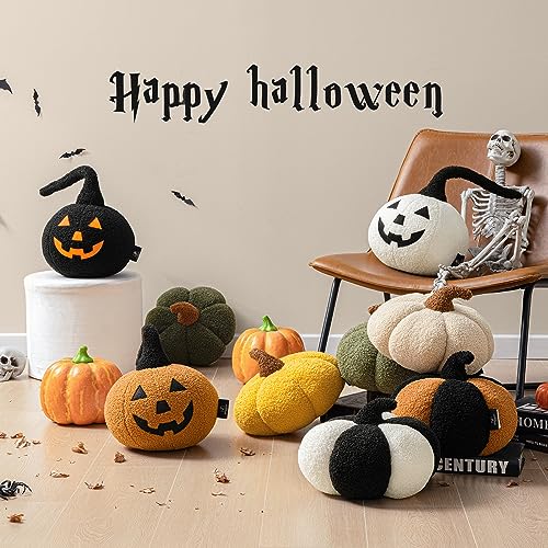 Phantoscope Happy Halloween Pumpkin Shaped Throw Pillow, Teddy Fleece Jack-O’-Lantern Pumpkin Pillow thumb #3