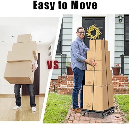 SOLEJAZZ Moving Furniture Dolly Connectable, 136KG Capacity Piano Moving Dolly, Heavy Duty 4 Wheel Moving Cart for Moving Heavy Furniture, Black, 1 Pack