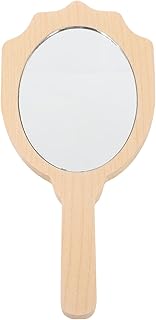Beavorty Makeup Vanity Mirror Hand Held Mirrors Retro Mirror Girls Hand Mirror Hand Mirror for Women Decorative Mirrors Handle Mirror Maple Beauty Mirror Wooden Small Mirror Miss