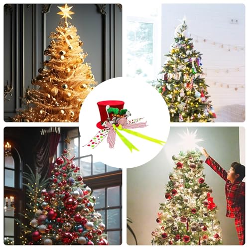 Sombrero de copa para árbol de Navidad de alta costura con lazo exclusivo para copas de abeto 5