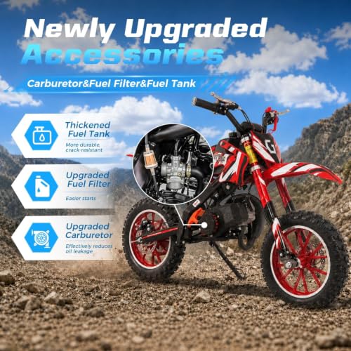 Image of DEETAGO 50cc Dirt Bike for Kids 5-13, 2-Stroke Gas Kids Dirt Bike