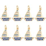 Beebeecraft 1 Caja de 10 dijes de Velero Chapados En Oro Real de 18 Quilates con Circonitas Cúbicas. Colgantes Náuticos de Velero para la Fabricación de Joyas Pulseras Collares Y Pendientes