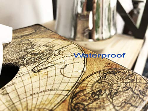 Vintage World Map Wooden Tissue Box Holder Rectangular, Decorative Tissue Box Cover For Home Decor, Kitchen, Bedroom, Living Room, Dryer Sheet Holder For Laundry Room Decor #TOP6