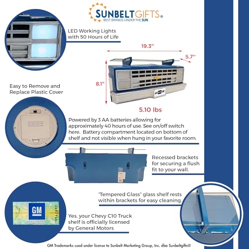 1985 C10 Truck Floating Wall Shelf, Blue, LED Lights by Sunbelt Gifts - Used condition - Image 2