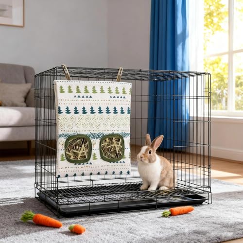Hay Bag for Rabbits, 2PCS Two-Hole Hanging Rabbit Hay Feeder, Hay Feeder for Rabbits, Chinchillas, Guinea Pig and Small Pets - Image 5