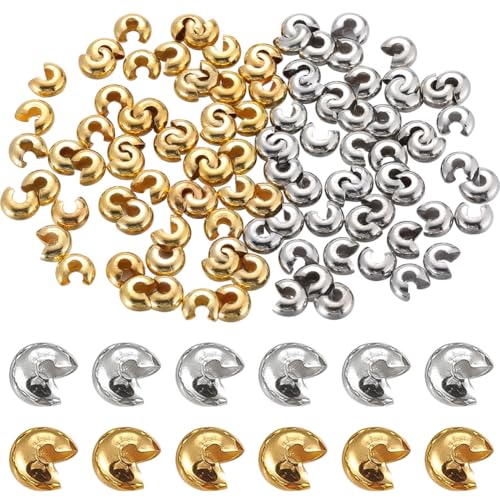 SOFPLATE 1 Box 200Pcs 6mm Round Crimp Beads Gold Crimp