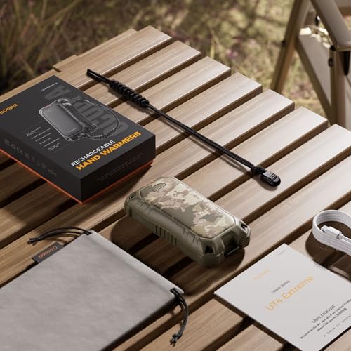 OCOOPA IP56 Wasserdichter Wiederaufladbarer Handwärmer, 10000 mAh PD Schnelllade Elektrisch Handwärmer, USB Powerbank, 16 Stunden Wärme, Eingebaute Taschenlampe, Outdoors, Camping, UT4 Extreme