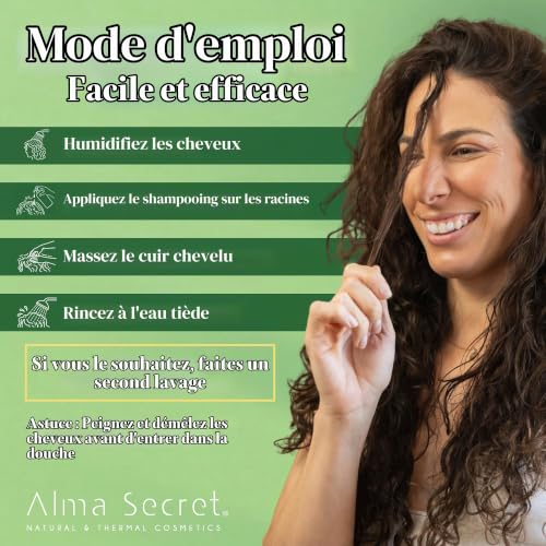 ALMA SECRET | Shikakai Shampooing – Fortifie les Racines et Revitalise les Cheveux – Protéines et Hydrokératine – Adapté à la Méthode Curly – Cheveux Normaux à Gras – 500 ml – vue 4
