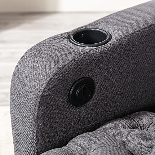 HomSof Chaise Indoor Convertible Bed, Adjustable Backrest Lounge Sofa with Thick Padded, Reclining Chair with Solid Rubber Wood Leg, one Size, Grey