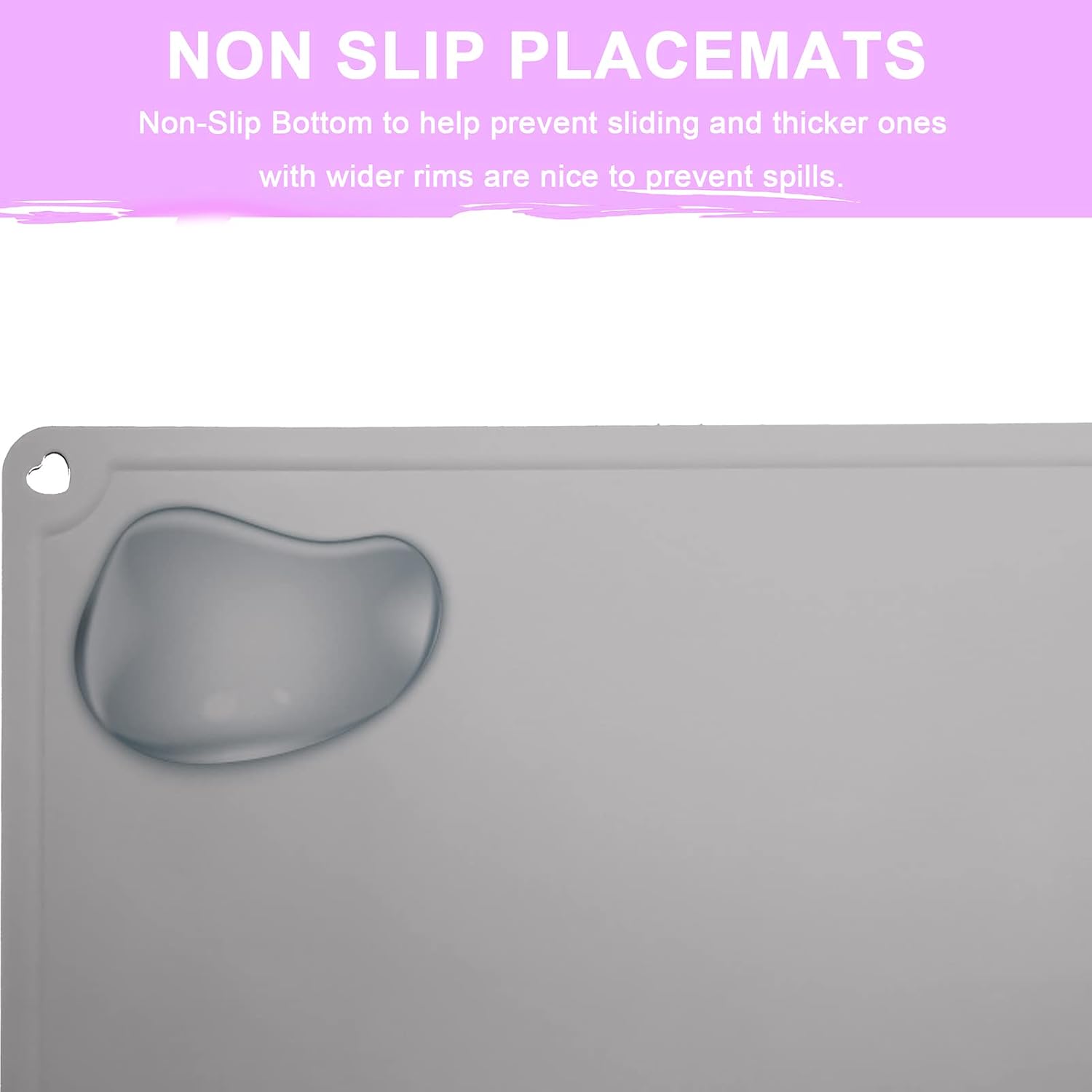 Silicone Placemats for Toddler, Non-Slip Baby Table Mat for Restaurants, Dishwasher Safe & Travel Ready | 2 Pack Wipeable Kids Placemats for Dining Table (Peach, Grey) image 3