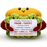 hixkvpen Hot Dog Gifts Emotional Crochet Support Hot Dog, Graduation Encouragement Gift for Women Men Friend Student Coworker Gifts for Hotdog Lovers Positive Stuffed Animal Home Desk Decor