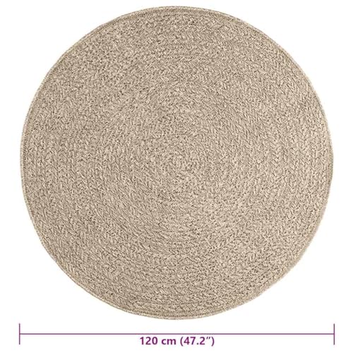 Tapis beige Ø 120 cm aspect jute résistant aux UV pour salon