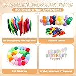 Happy Birthday Decorations Set - Pre-Strung 3D Felt Happy Birthday Banner and Garland with 50 Balloons & Cake Topper, Reusable Banners for Party Decor, Kids Room Decor, Photo Prop - Image 2