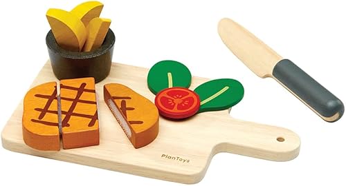 Miniatura 20 de PlanToys - Juego de madera para juegos de simulación de alimentos y bebidas, juguetes de cocina Montessori para niños pequeños y niños, comida