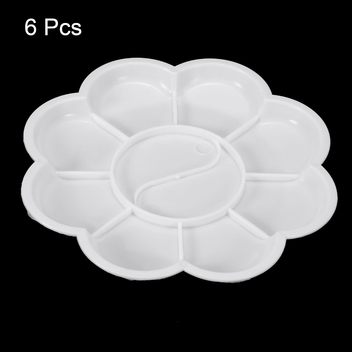 PATIKIL 6Pcs White Plastic Paint Tray Palette, 10-Well Flower Shape for Watercolor Gouache Painting Art Craft DIY Project image 3