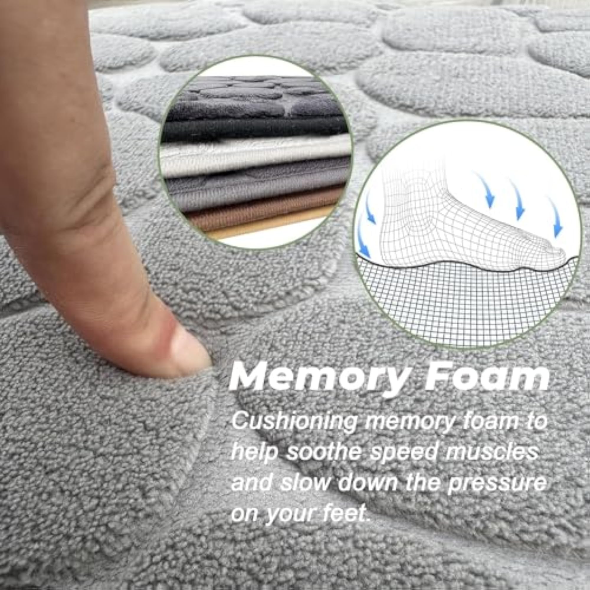 Memory Foam Cobblestone Non Slip Bath Mat, Super Absorbent