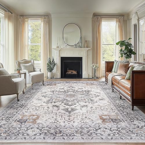 AMADA HOMEFURNISHING 8x10 Area Rugs, Low-Profile Large Washable Area Rug