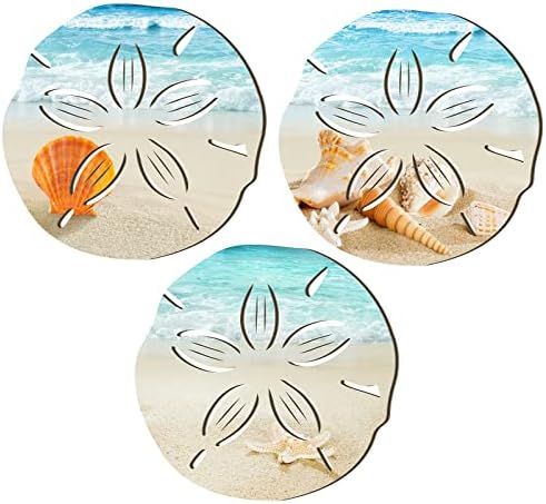 3 Pieces Sand Dollar Wall Decor Wood Outdoor Coastal Wall Art Ocean Beach Wall Decor Starfish Seashell Sand Dollar Beach Signs Hanging Wooden Nautical Bathroom Decor for Home Bathroom Sea Decorations