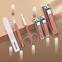 HENSI 7-in-1 Nail Clippers Set for Men & Women, Stainless Steel Manicure Pedicure Kit with Fingernail & Toenail Cutter, Travel Grooming Tools with Luxurious Case (D-Brown) gallery image