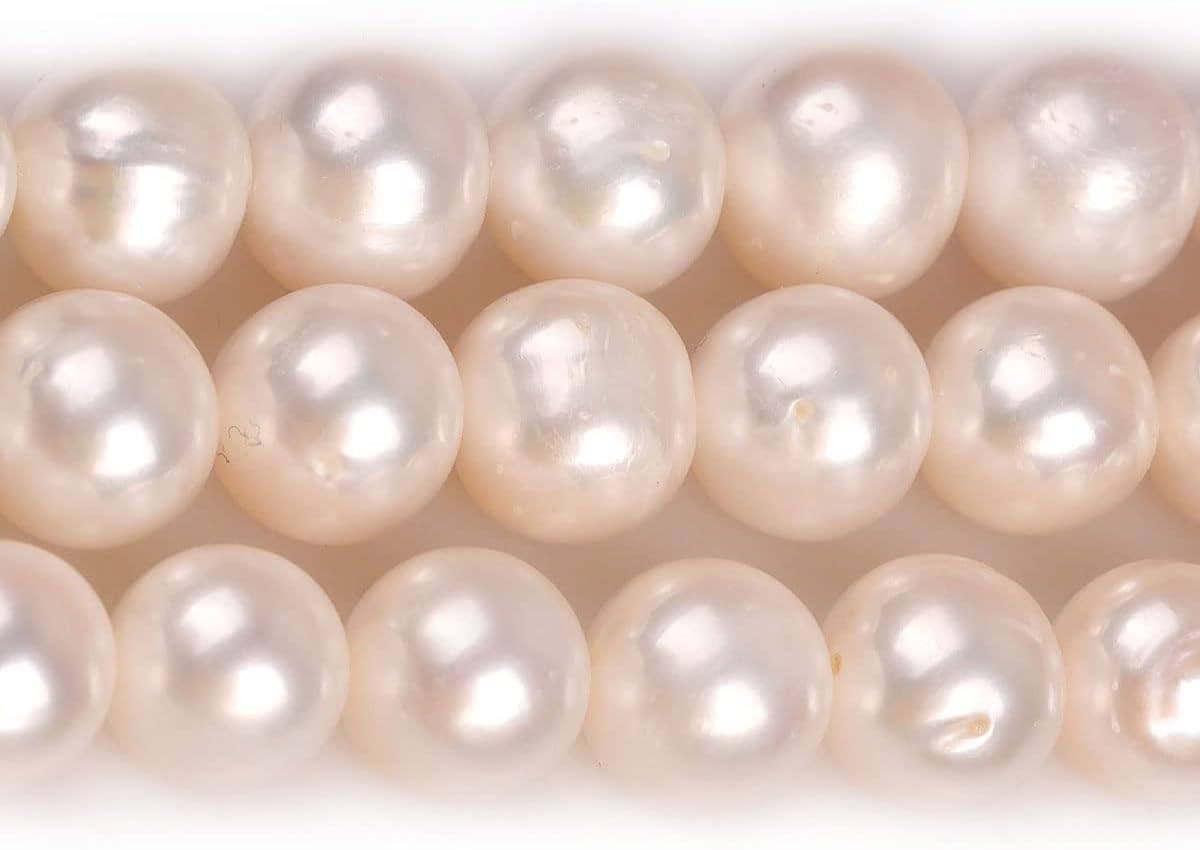 Freshwater Cultured Pearl Beads for Jewelry Making Natural Gemstone Semi Precious 10-11mm White 15" JOE FOREMAN