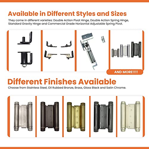 Bommer 7512 Gravity Double Action Pivot Hinge - Ultimate Hardware For Swinging Saloon Door - Pivoting Heavy Duty Hinges For Cafe Door Hinges, Saloon Door Hinges - (Satin Chrome) #TOP3
