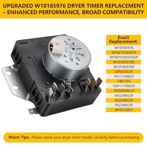 Image of W10185976 WPW10185976 Dryer Timer Replacement, Genuine OEM Quality, Replaces WPW10185976VP, W10185976D /E, AP6016539, PS11749829, 1481703, EAP11749829, Fits Whirlpool Kenmore Sears Dryers