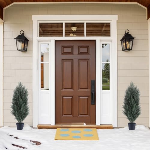 THE BLOOM TIMES 3ft Topiary Trees Artificial Outdoor – UV Resistant Faux Cedar Pine Cypress Bushes and Shrubs, Fake Potted Plants for Front Porch Outside Planter Patio Decor, Set of 2 (3 Foot) - Thumbnail 6