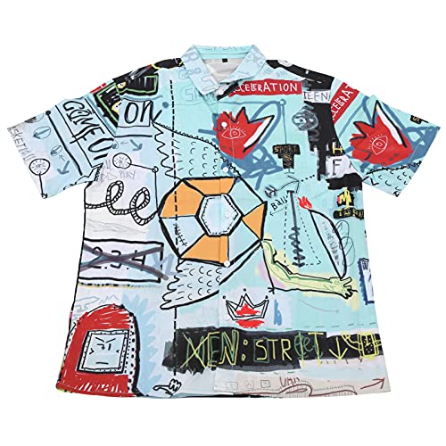 Camisa casual de manga curta, camisa de verão com estampa única fresca respirável para homens para f