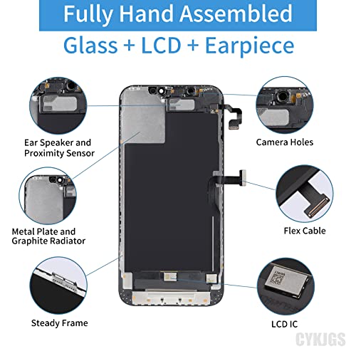 For Iphone 12 Pro Max Screen Replacement With Front Speaker Proximity Sensor 6.7” Kits, 12 Promax Lcd Display Digitizer 3D Touch Full Assembly With Repair Kit, Fix Tools For A2342, A2410, A2411, A2412 #TOP1