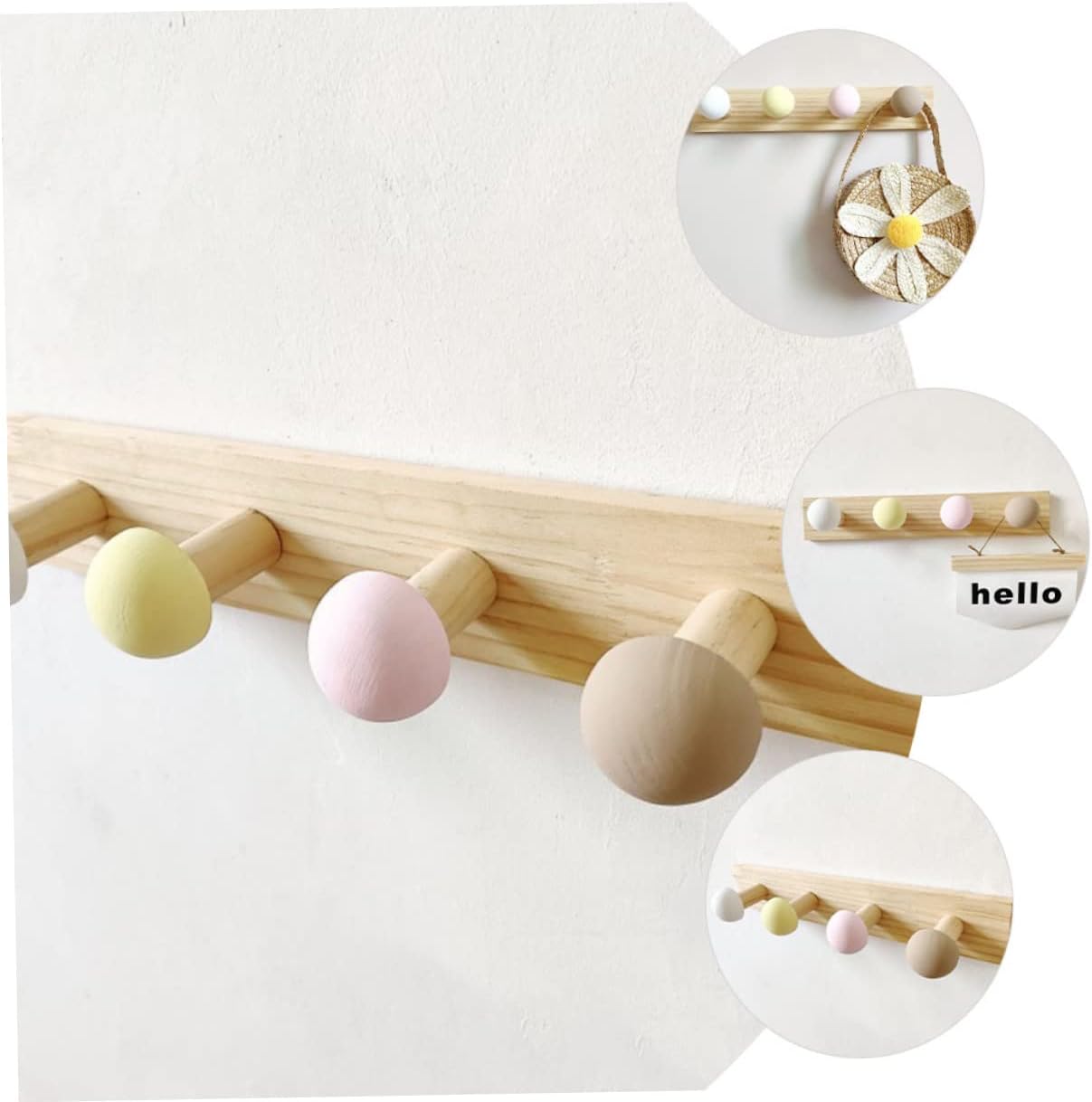 Cabilock Coat Rack Hooks Wooden Coat Hook Wall Mount Hanger Hat Holder Home Storage Rack