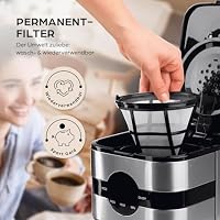 Barista Filterkaffeemaschine mit Isolierkanne | Filtermaschine mit Touchdisplay & Timerfunktion | Kaffeemaschine mit Permanentfilter & 900W | 1,25 Liter Wassertank für 8 Tassen Kaffee – Ansicht 6