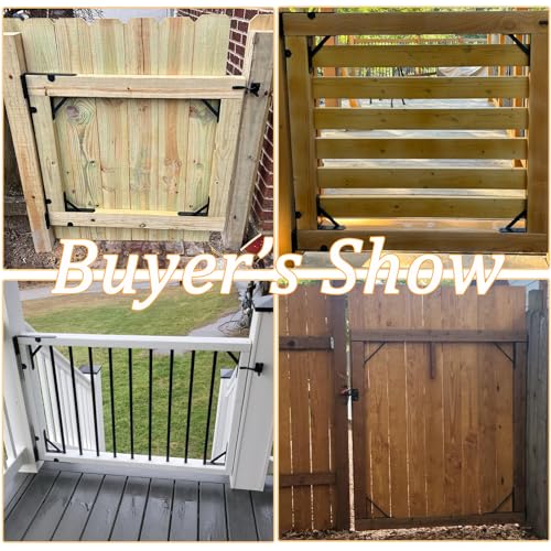 Heavy Duty Fence Gate Kit, Gate Corner Brace Bracket with a Self-Locking Gate Latch, Gate Hardware Kit for Wooden Fence Garden Wooden Driveway Gates,Shed Doors, Corral Gates - Anti Sag Gate Frame Kit