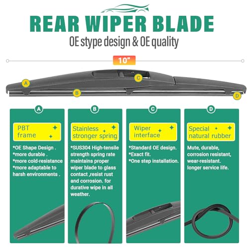 24" 19" 10" Windshield Wiper Blades Replacement for 2014-2024 Infiniti QX80 / 2011-2013 Infiniti QX56 Premium All Weather Front Rear Wipers Set - OEM Quality (Pack of 3) by WINDSMILE - Image 4