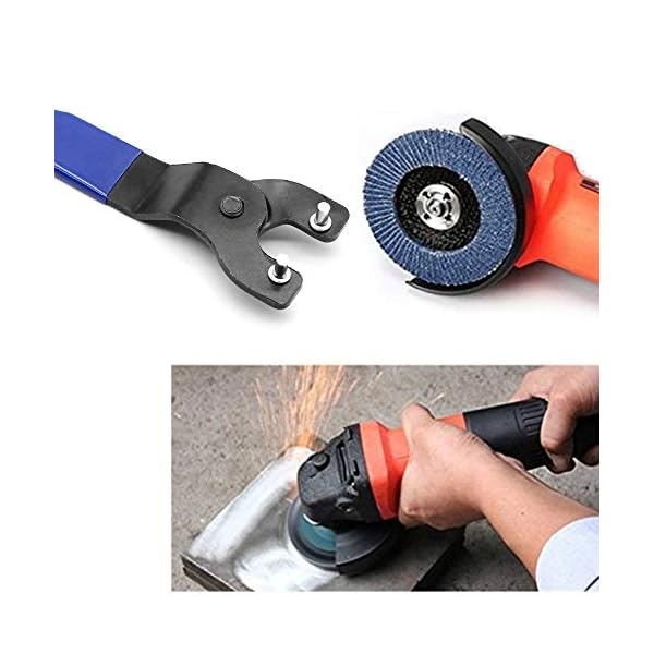 D-Orange Verstellbar Winkelschleifer Schraubenschlüssel, 10-47 mm, Kunststoffgriff 2 Pin Winkelschleifer Schlüssel Stiftschlüssel Geeignet für die Meisten Winkelschleifer, Blau, Gesamtlänge 19cm – Bild 4