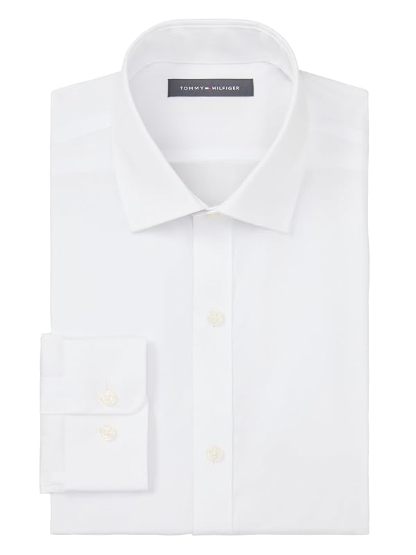 Tommy Hilfiger Men's Dress Shirt Slim Fit Non Iron Solid, White, 15" Neck 34"-35" Sleeve by Tommy Hilfiger - Used condition - Image 6