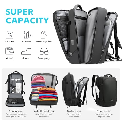 Image of TANGCORLE Vacuum-Compressed Travel Backpack: Expandable, Airline-Approved Laptop Backpack-Unisex Business Backpack